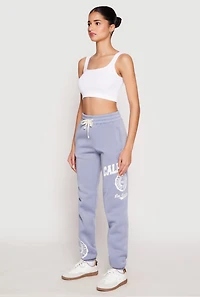 Womens California Graphic Drawstring Sweatpants, Blue, Size L