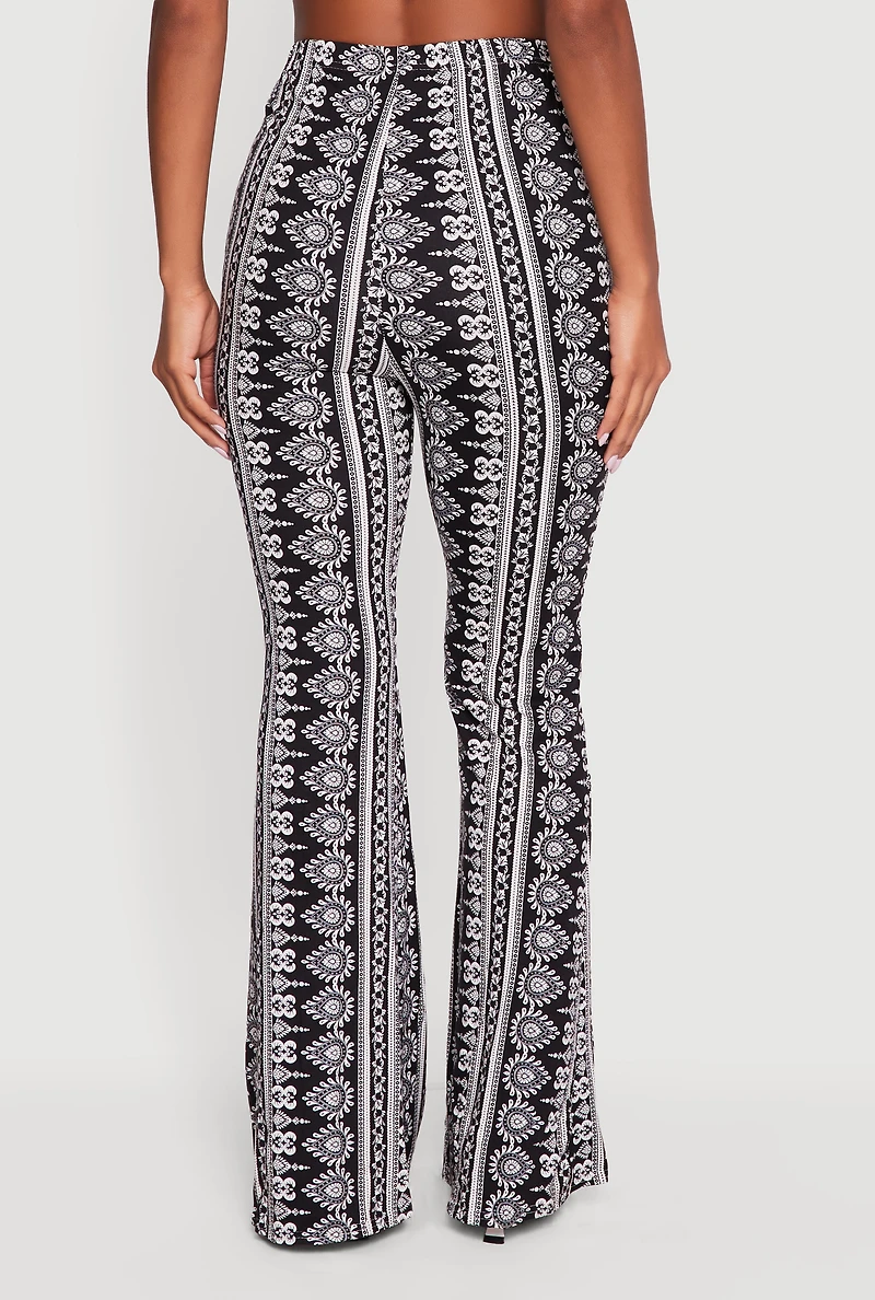High Waisted Printed Pattern Flared Leggings
