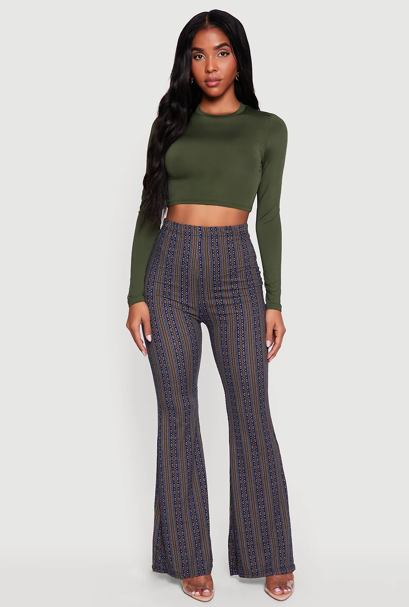 High Waisted Printed Pattern Flared Leggings