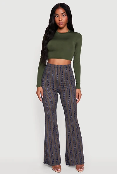 High Waisted Printed Pattern Flared Leggings