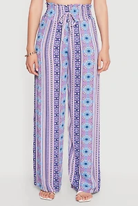 Printed Pattern Smocked Waist Palazzo Pants