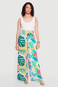 Smocked Waist Printed Palazzo Pants
