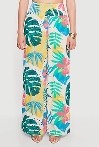 Smocked Waist Printed Palazzo Pants