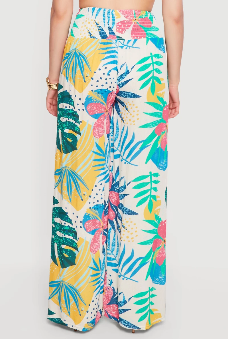 Smocked Waist Printed Palazzo Pants