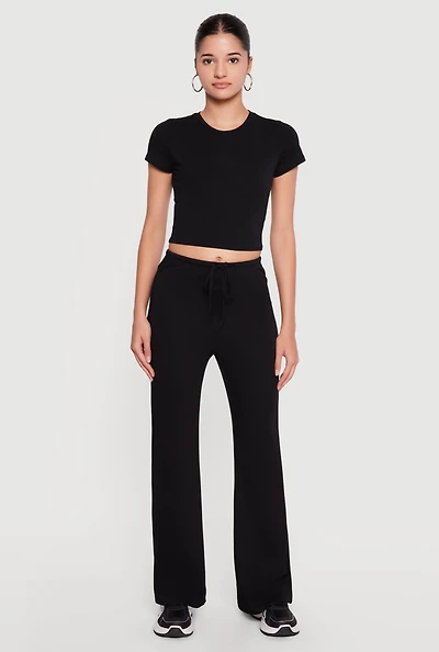 Modal Drawstring Waist Straight Leg Pants