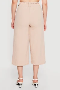 Crepe Knit Pleated High Waisted Capris Pants