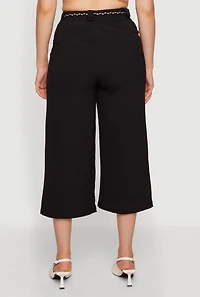 Crepe Knit Wide Leg Culottes with Rope Belt