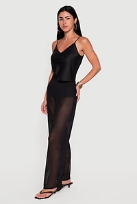 Smocked High Waisted Mesh Pants