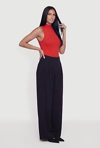Crepe Knit Pleated Pull On Dress Pants