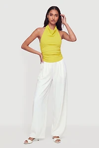Crepe Knit Pleated Pull On Dress Pants