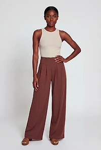 Crepe Knit Pleated Pull On Dress Pants
