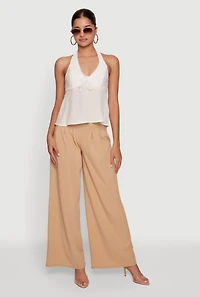 Crepe Knit Pleated Pull On Dress Pants