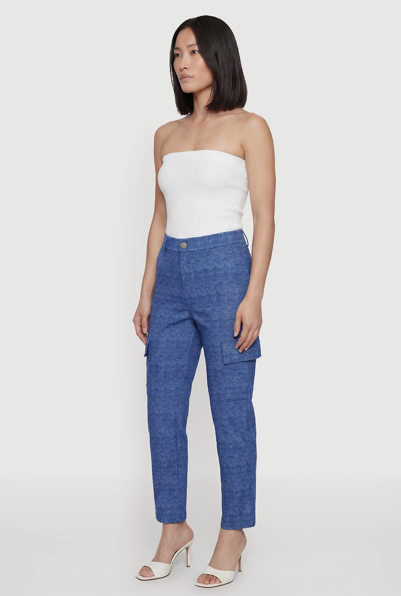 Hyper Stretch High Waisted Pull On Cargo Pants