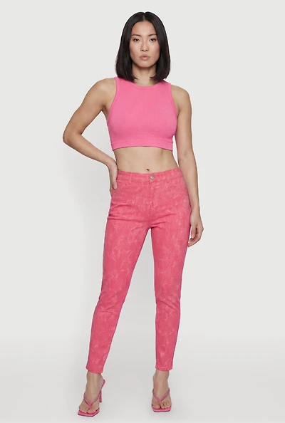 Hyper Stretch High Waisted Pull On Skinny Pants