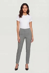 High Waisted Pintuck Detail Slim Straight Dress Pants