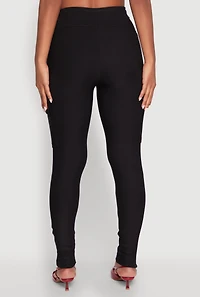 Womens Body Contour Drawstring Cargo Pants, Black, Size M