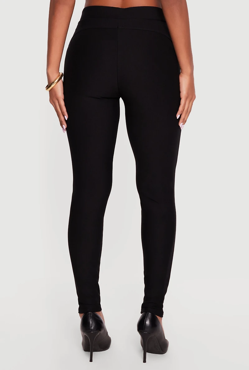 Solid Ponte High Waisted Skinny Pants