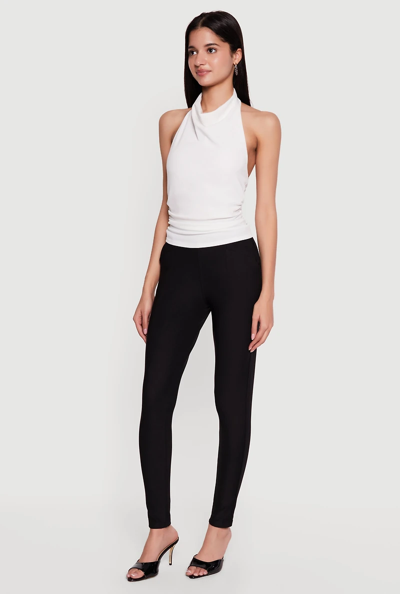 Scuba High Waisted Pull On Skinny Pants