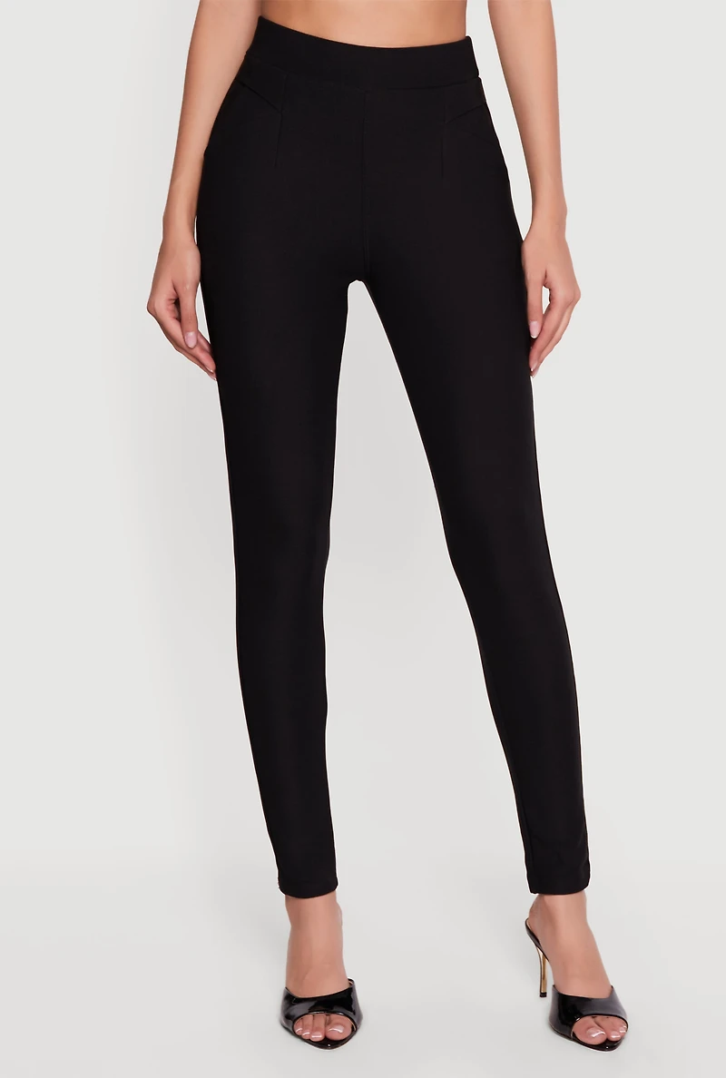 Scuba High Waisted Pull On Skinny Pants