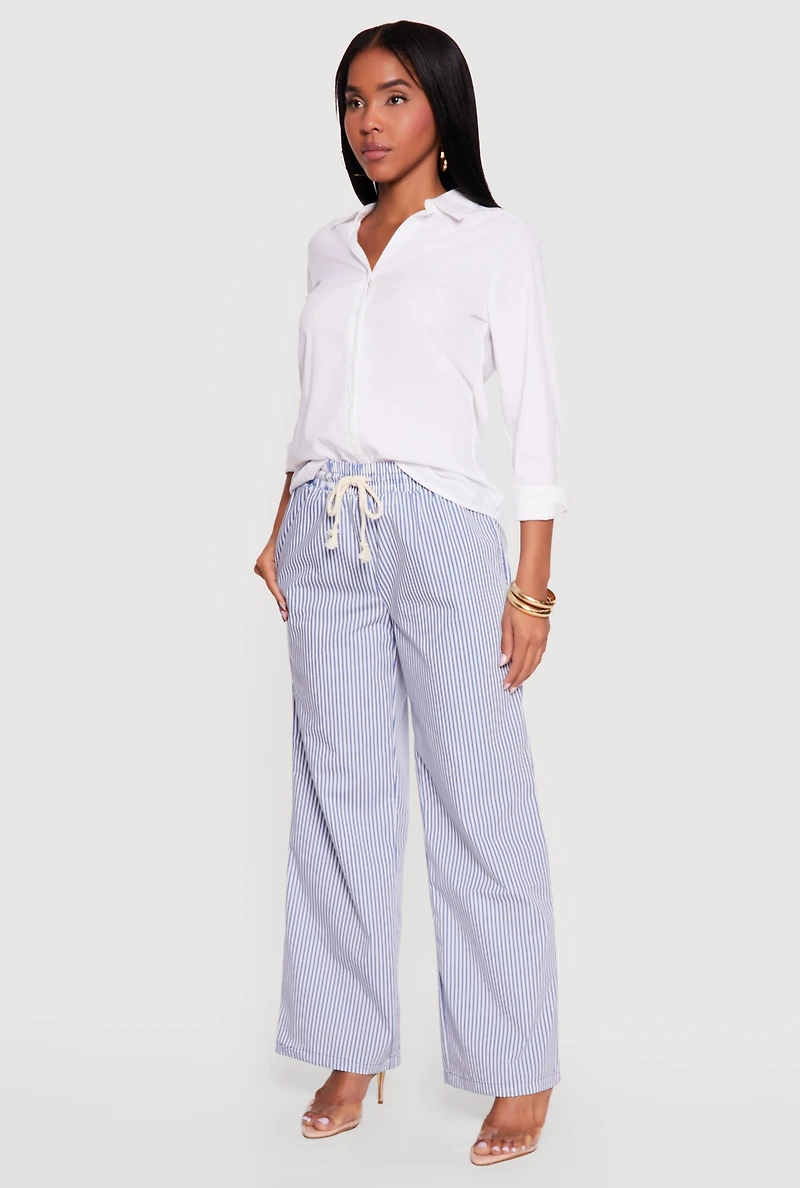 Printed Poplin Wide Leg Pants