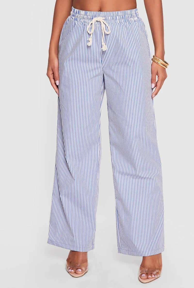 Printed Poplin Wide Leg Pants