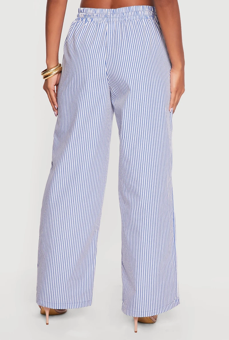 Printed Poplin Wide Leg Pants