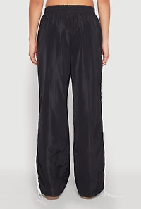 Womens Tie Side Varsity Stripe Track Pants, Black,