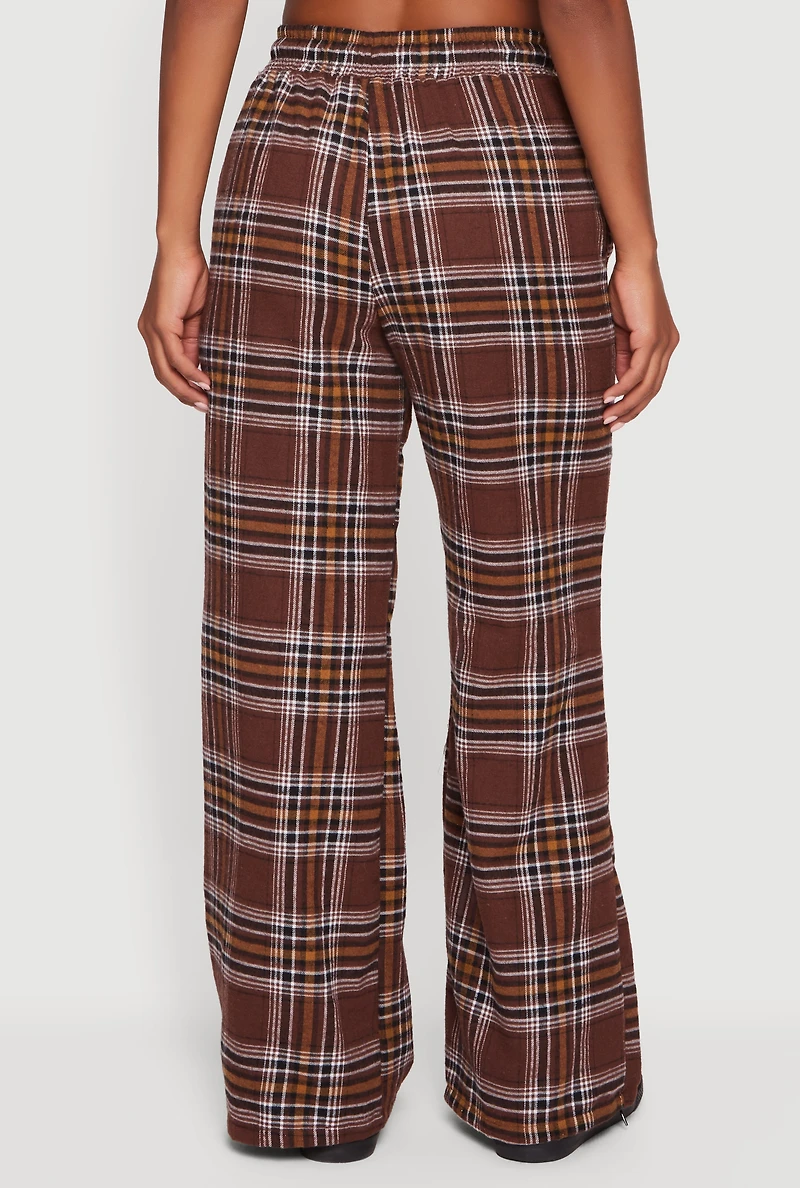 Flannel High Waisted Wide Leg Pants