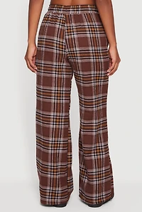 Flannel High Waisted Wide Leg Pants