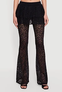 Lace Layered Skirt Flare Pants