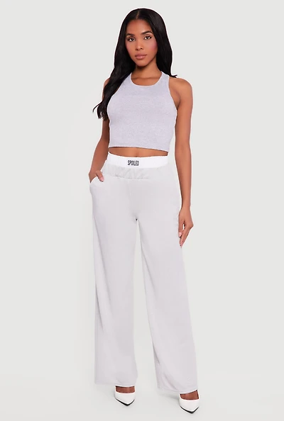 Spoiled Contrast Waistband Wide Leg Pants