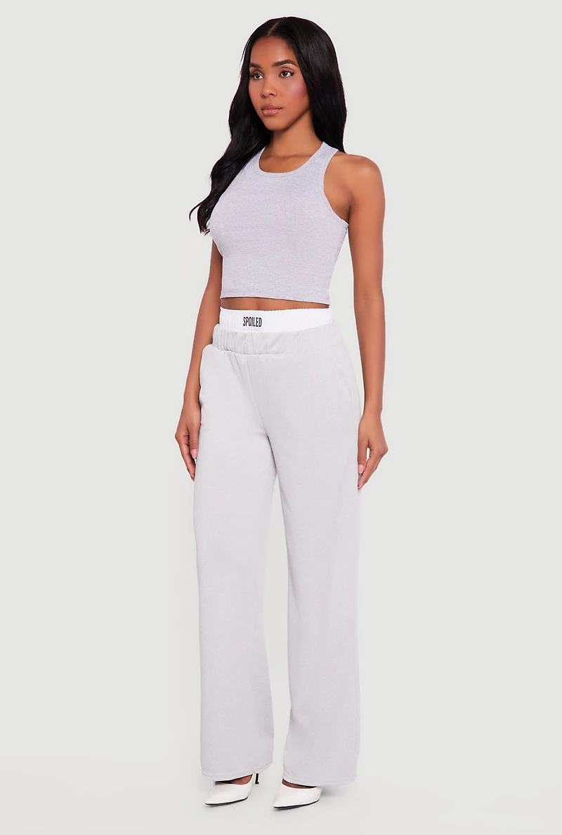 Spoiled Contrast Waistband Wide Leg Pants