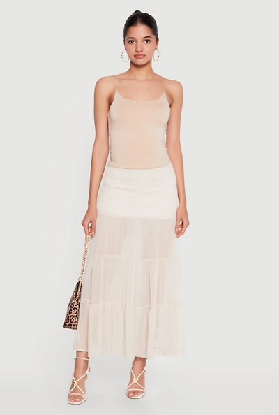 Smocked Waist Ruffle Tiered Maxi Skirt