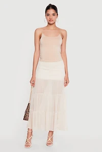 Smocked Waist Ruffle Tiered Maxi Skirt