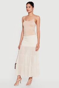 Smocked Waist Ruffle Tiered Maxi Skirt