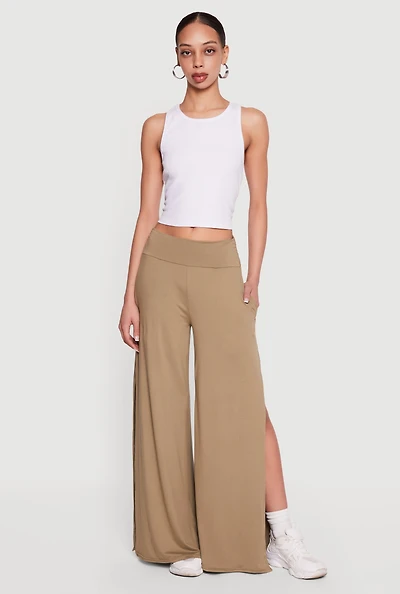 Open Side Ruched Waist Pull On Pants