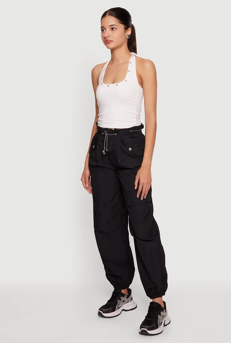 Paper Bag Drawstring Waist Cargo Joggers