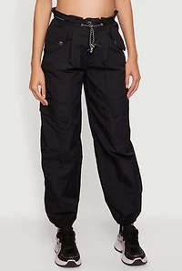 Paper Bag Drawstring Waist Cargo Joggers