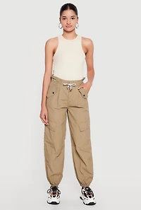 Paper Bag Drawstring Waist Cargo Joggers