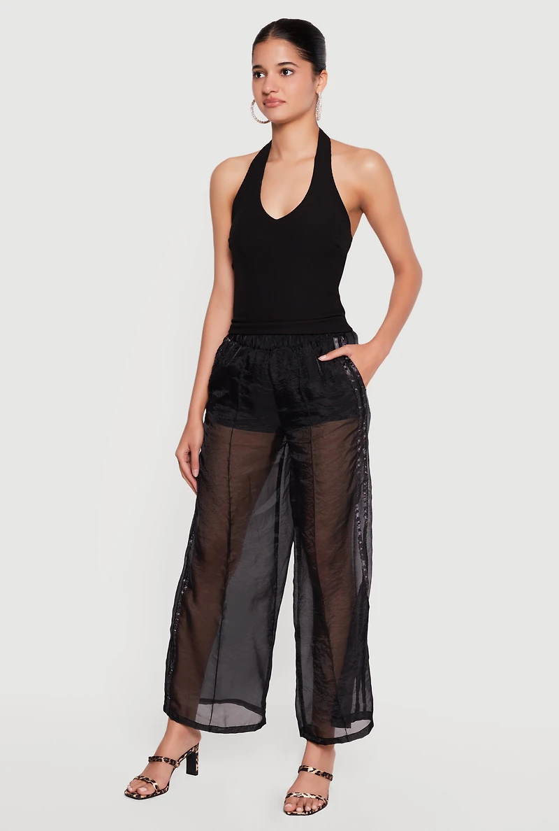 Organza Varsity Stripe Straight Leg Pants
