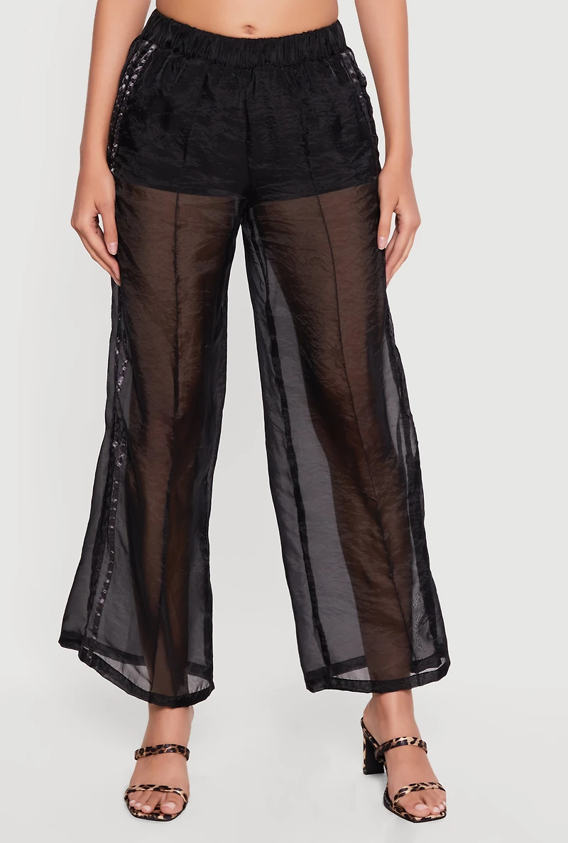 Organza Varsity Stripe Straight Leg Pants