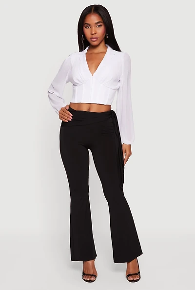 Tie Waist Pull On Flare Pants