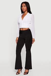 Tie Waist Pull On Flare Pants