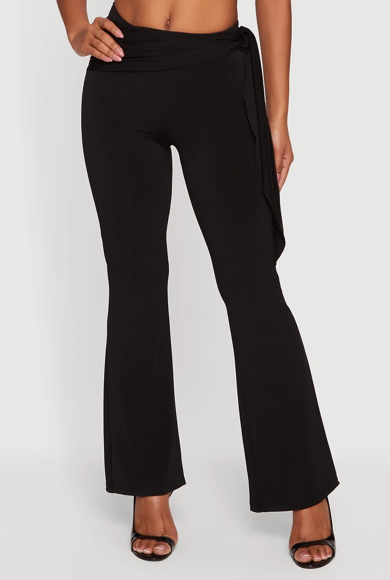 Tie Waist Pull On Flare Pants