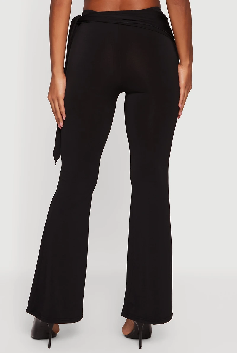 Tie Waist Pull On Flare Pants