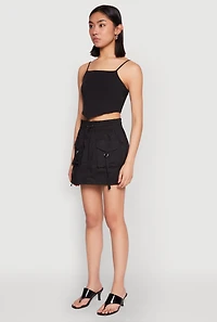 Womens Toggle Drawstring Mini Cargo Skirt,