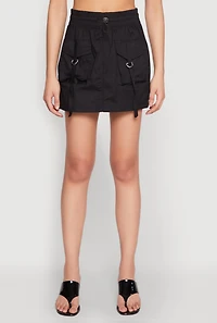 Womens Toggle Drawstring Mini Cargo Skirt,
