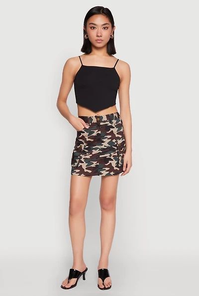Womens Camouflage Cargo Skirt, Multi, Size L