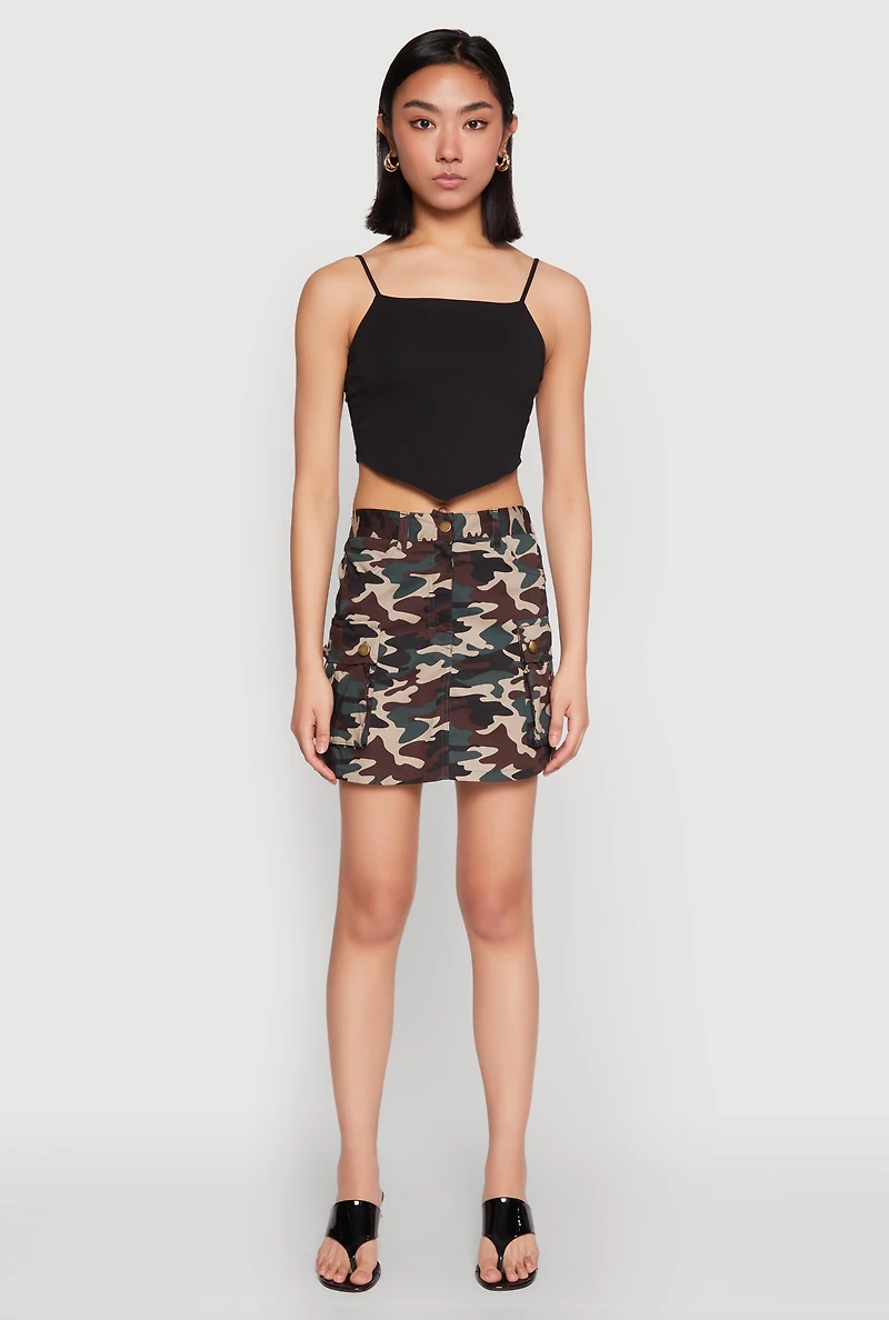 Womens Camouflage Cargo Skirt, Multi, Size S