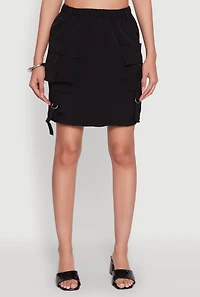 Womens Nylon Tabbed Cargo Mini Skirt, S